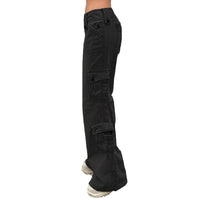 Womens Retro Style Irregular Wide Pocket Denim Jeans With A Wide Belt