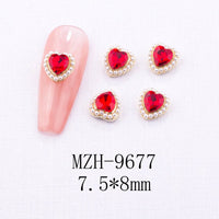 Glass New Year Nail Ornament Red Bow Accessories