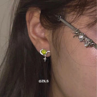 Apple And Snake Sterling Silver Needle Sweet Earrings Female