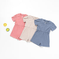Summer New Solid Color Pit Stripe Bodysuit Shorts
