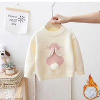 Girls' Knitted Thickened Integral Velvet Sweater