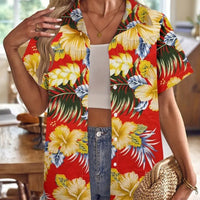 Casual Wild Plant Pattern Women's Short-sleeved Shirt