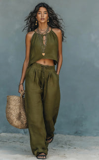 Women's Sleeveless Tank Top And Wide-Leg Pants Set
