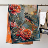 Autumn And Winter New Cashmere-like Thickened Oil Painting Jacquard Scarf