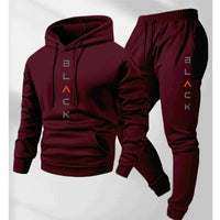 Mens Retro Letter-Print Long-Sleeve Top And Pants Set
