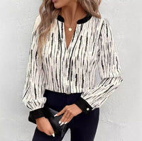 Elegant Womens Long-Sleeve V-Neck Top