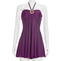Solid-color Sexy Strapless Halterneck Sleeveless Elegant Short Dress