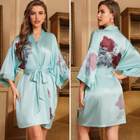 Luxury Three-quarter-sleeve Cooling Nightgown Loungewear For Women