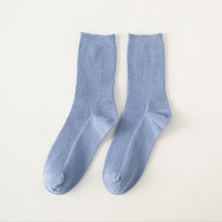 Candy Color Bunching Retro Vertical Stripes Outer Wear Mid-calf Length Socks