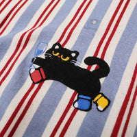 Retro Cat Loose Lapels Striped Sweater Pullover Sweater