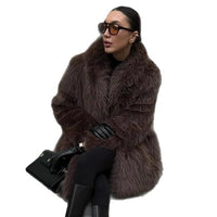 Soft Mid-length Faux Fur Coat With A Peter Pan Collar