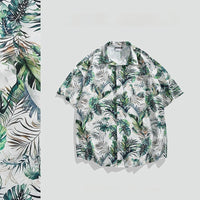 New Chinese Style Ice Silk Men's Breathable Floral New Guo Feng Lapel Vintage Shirt