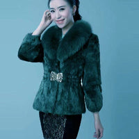 Autumn And Winter Fur Coat Artificial Coat With Fox Fur Collar