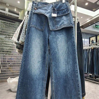Retro Distressed Design Straight Jeans