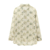 European And American Women's Clothing French Floral Tie Bow Long-sleeved Shirt