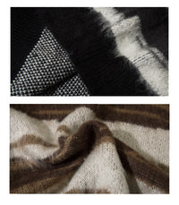 Retro Hip Hop Black And White Striped Sweater For Women