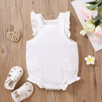 Bubble Cotton Square Collar Flounced Sleeve Sleeve Romper