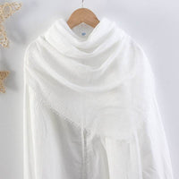 Solid Color Pleated Cotton And Linen Scarf Monochrome Women's Hair Towel Crumpled Burrs