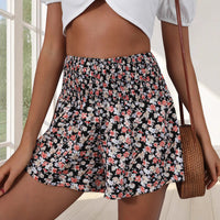 Printed Wrinkle Waist Wide Leg Shorts