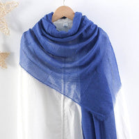 Solid Color Pleated Cotton And Linen Scarf Monochrome Women's Hair Towel Crumpled Burrs