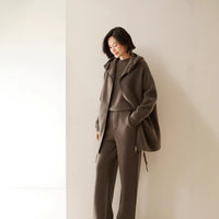 Thick, Draping Straight-leg Figure-flattering High-waisted Knitted Cashmere Wide-leg Pants For Women