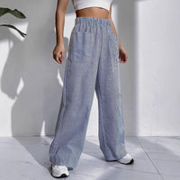 Womens Striped Plaid Printed Wide-Leg Pants