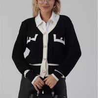 Ladies New Contrast Color Cardigan Coat