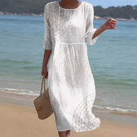 Women's Loose Round Neck Fashion Premium Long Sleeve Printed Dress