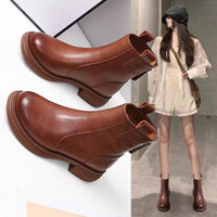 Women's Flat-Heeled Fleece-Lined Ankle Boots With Zippers