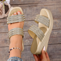 Flat Strappy Casual Silver Beach Sandals