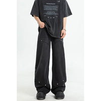 Men's Fashion Casual Rivet Deconstructing Straight Wide-leg Pants