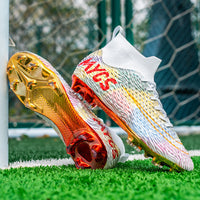 Men's Outdoor Training Gold-plated Bottom High-top Soccer Shoes