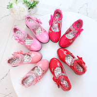 High Heel Dance Single Shoes Lace Rhinestone Children's