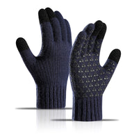 Winter Plus Velvet Thick Alpaca Knitted Wool Riding Touch Screen Gloves