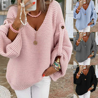 Autumn And Winter Long Sleeve V-neck Sweater