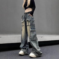 Multi-pocket Loose Multi-pocket Washed Distressed Pants