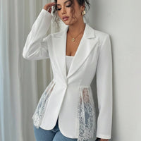 Women's Contrasting-Color Lace Slim-fit A-line Blazer