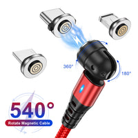 3-in-1 Magnetic Data Cable 540 Rotating Connector 5A Fast Charging