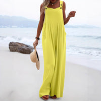 Sleeveless Solid-color Jumpsuit Multi-color Wide-leg Overalls