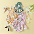 Children's Flower Print Hooded Romper