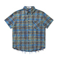Short Sleeve Plaid Shirt Men's Retro Tie-dye