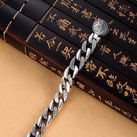 Six Character Mantra Rotatable Wide Version Men's Retro Bracelet