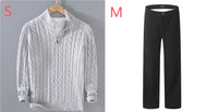 Half-high Neck Thickened Thick Needle Men's Sweater Zip Loose Pullover Knitwear