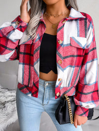 Plaid Lantern Sleeve Wool Coat Jacket