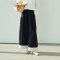 Cuffed, Contrasting-color Womens Casual Wide-leg Pants