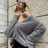 European And American New Loose V-neck Casual Sweater Women