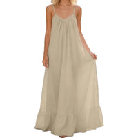 Summer Sexy Strap Sleeveless Solid Color Maxi Dress