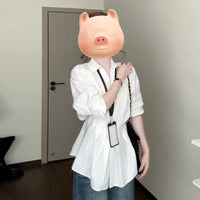 Sophisticated French-style White Blouse For Women Niche, Chic Long-sleeve Top