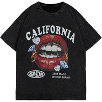 Men's Y2K Lip Graphic Print Tees Vintage Hip