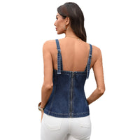 European And American Style Fashionable Simple Strap Denim Vest Top